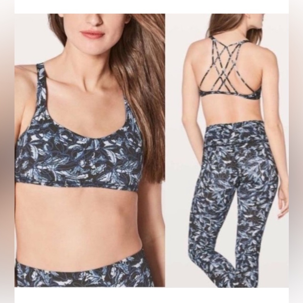 Lululemon Free To Be Zen Bra in Floral Blue (8) like new no signs of wear